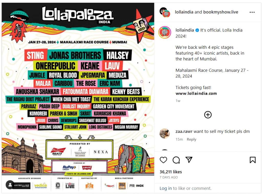 Lollapalooza India 2024 Lineup